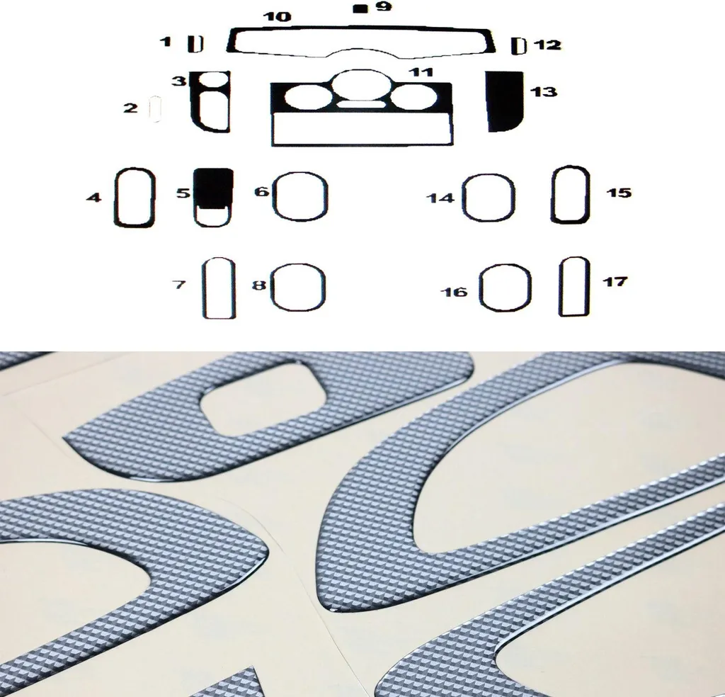 Decorazione Interna Renault Scenic 2 2003-2009 Carbon Look 16 Pezzi