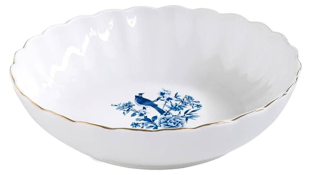 Suppenteller Paradise Garden, D. 20 cm, weiß-blau, Porzellan
