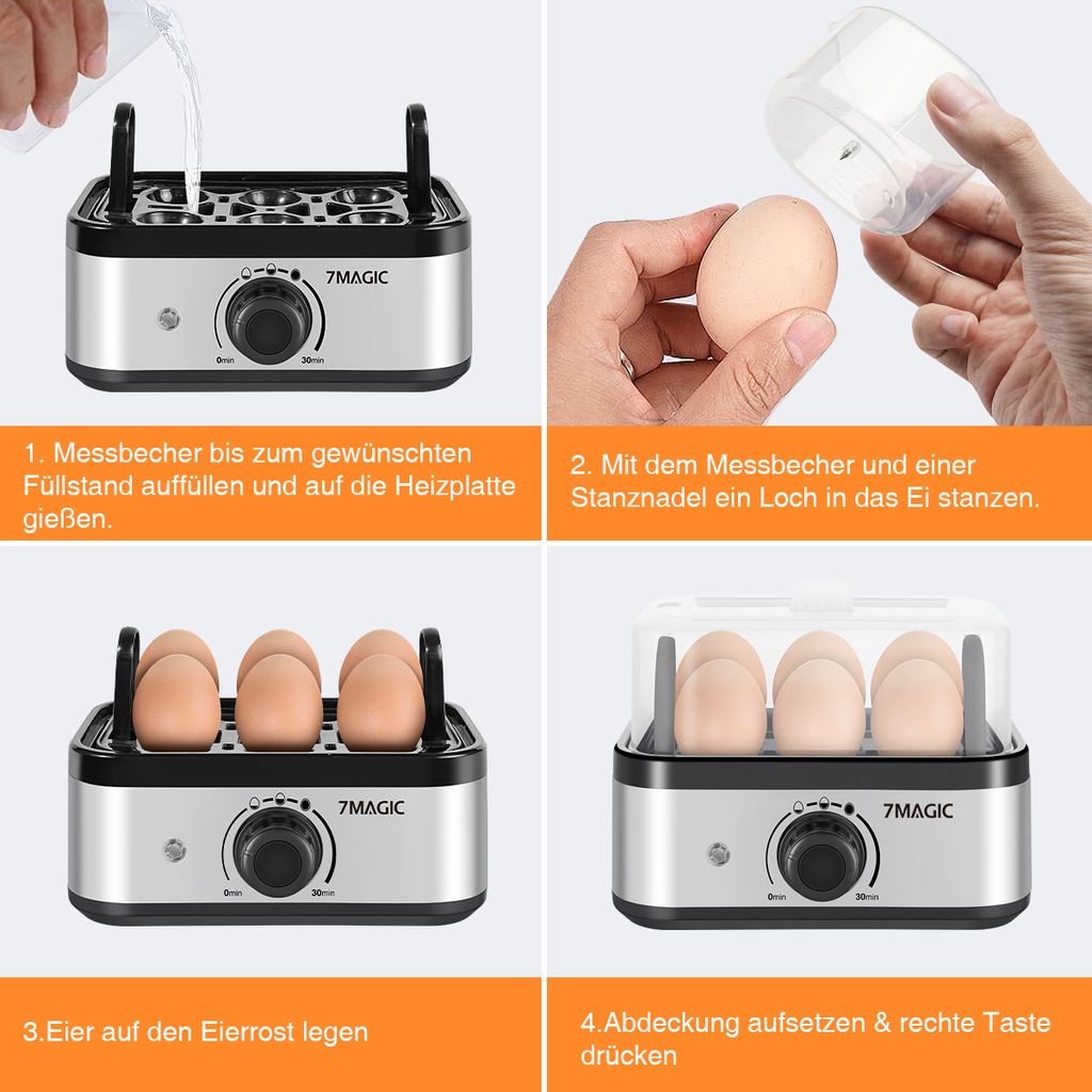 7MAGIC Eierkocher Edelstahl, Eierkocher für 1-6 Eier mit Produktbild 6