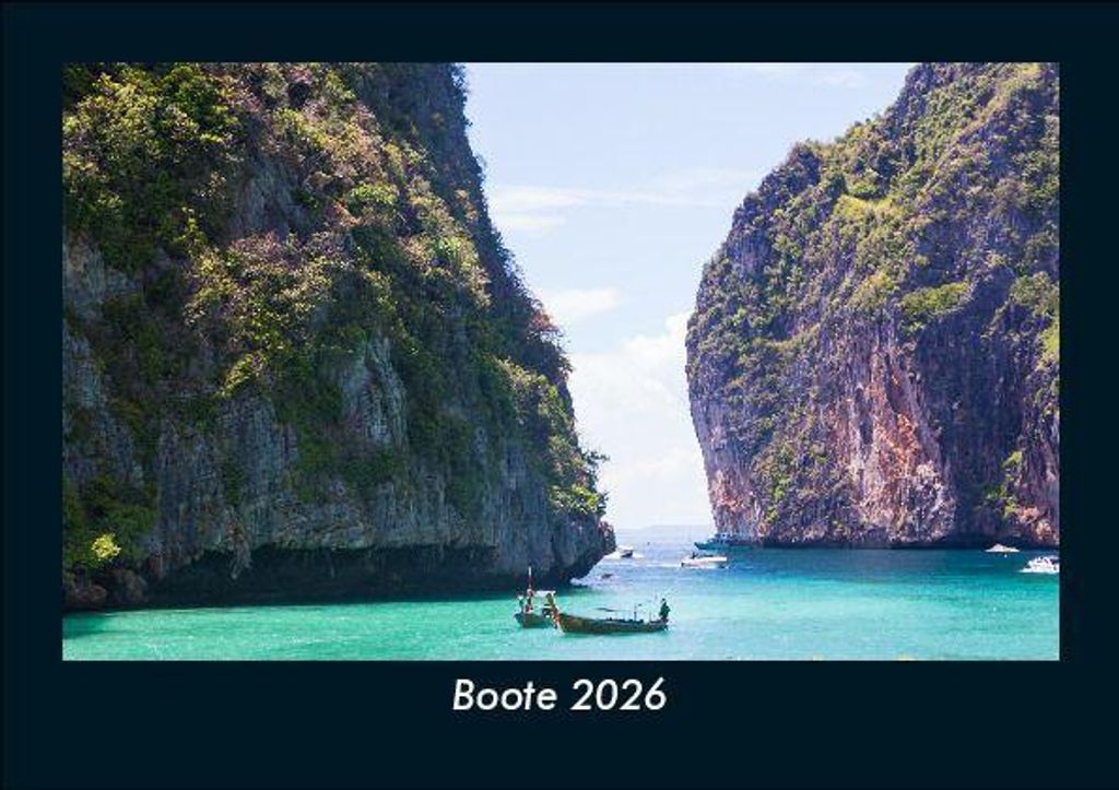 Boote 2026 Fotokalender - Querformat DIN A5, Monatskalender mit Bild-Motiven von Autos, Eisenbahn, Flugzeug und Schiffen