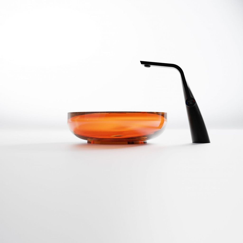 Steinberg Serie 489 Aufsatzwaschtisch, rund, aus Polyresin, mit Ablaufstopfen, 400x400x140mm, 489601031