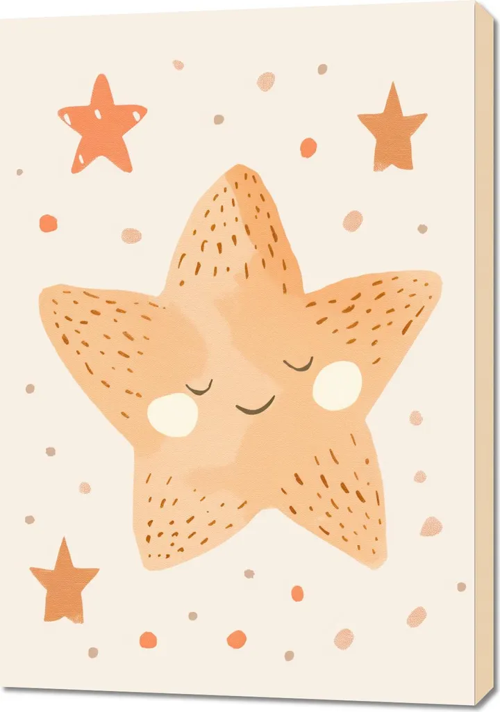 Quadro 70x100 cm per Cameretta Bambini - Motivo Stella su Tela Canvas