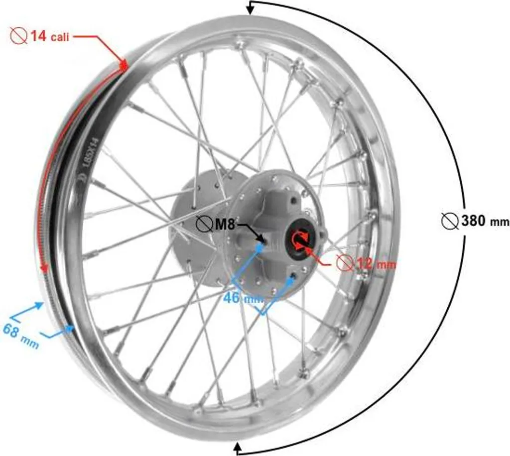 Jante Arrière 14 Pouces pour Cross 110cc à 150cc - Spécial Terrain Meuble