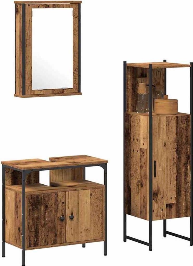 Badezimmermöbel Set mit Speicher 3 pcs Braun 33 x 33 x 120.5 cm