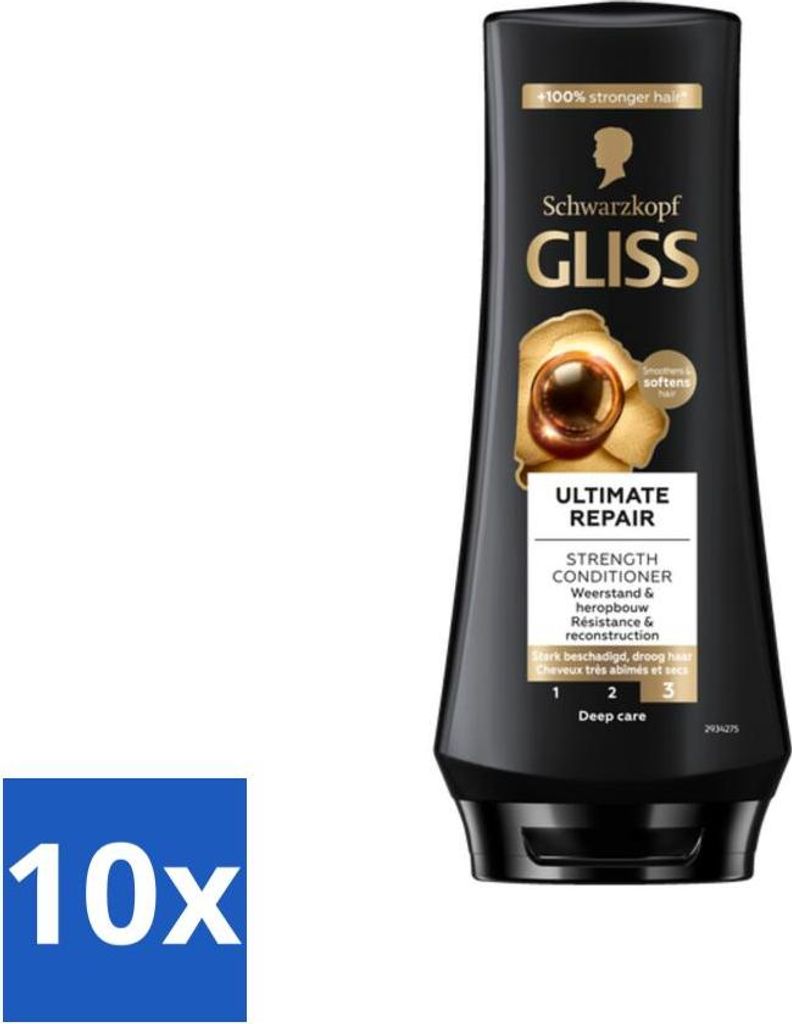 Gliss - Hair Repair - Spülung für die ultimative Regeneration von geschädigtem Haar - 200 ml - Vorteilspack - 10 Stücke