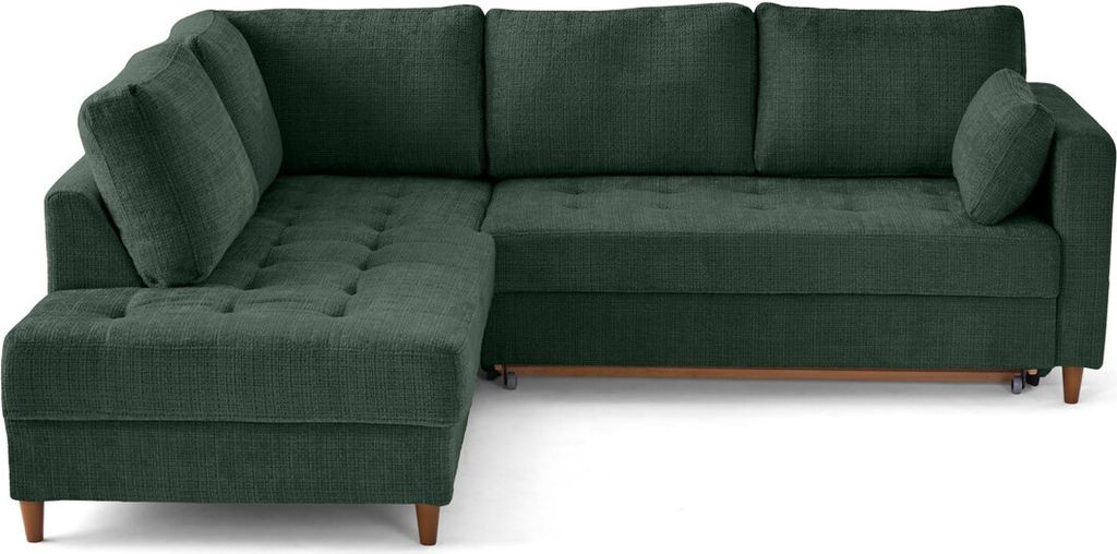 Lisa Design Anna - links 5-Sitzer Schlaffunktion aus strukturiertem Samt , Grün