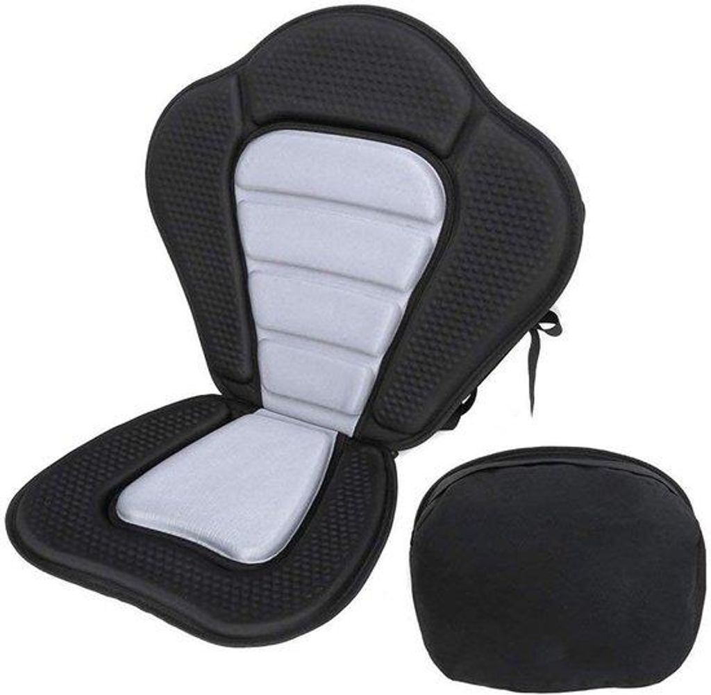 Kajak Zitstok - SUP Sitz - Bequemer Paddeln - Abnehmbarer Aufbewahrungsbeutel - 30 x 38 cm - Grau-Weiß