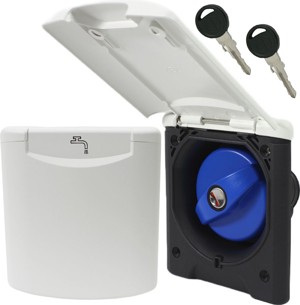 Einfüllstutzen + Tankdeckel Wasser Frischwassertank Wohnwagen Wohnmobil Boot Magnetdeckel 40 mm weiß