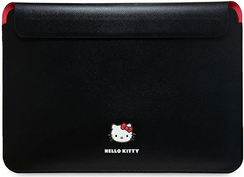 Pochette ordinateur 14" Hello Kitty noire avec logo métal luxueux