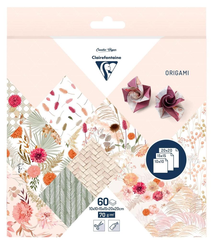 Clairefontaine ORIGAMI 60Bl 3Formate Trockenblumen