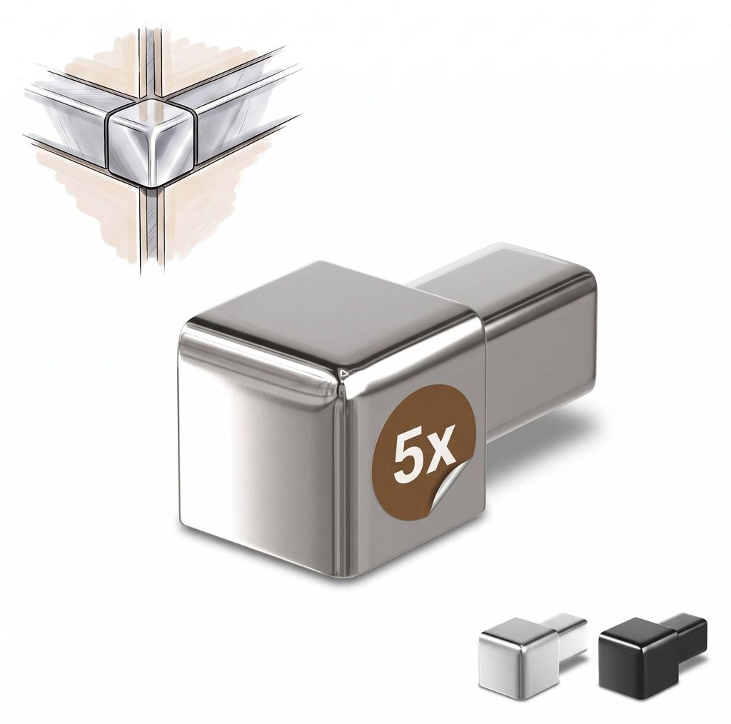 Dalsys 5x Endstück Quadratprofil 10mm Edelstahl poliert Produktbild 