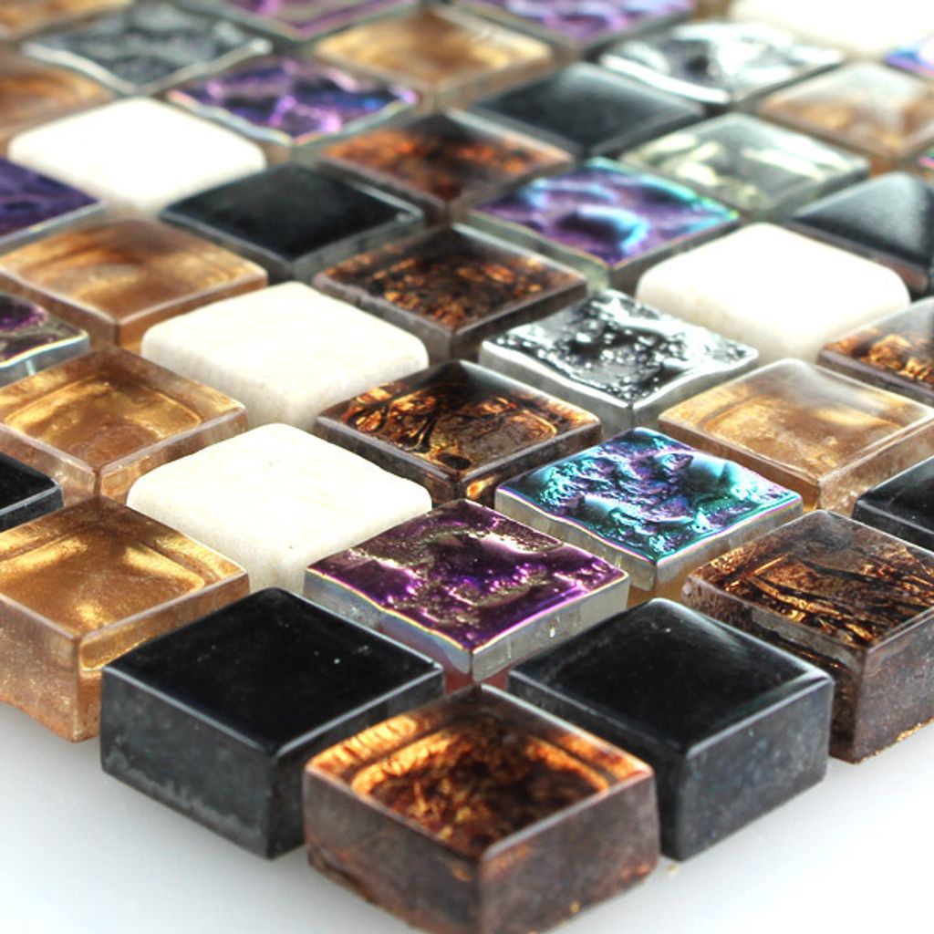Mosaikfliesen Glas Naturstein Festus Bunt Mix