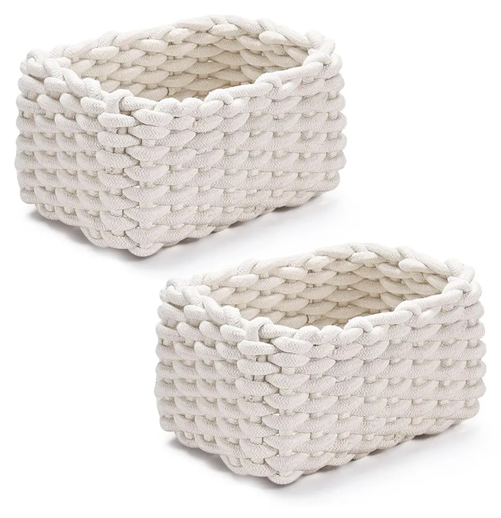 Panier tressé pour le rangement cuisine et salle de bains lot de 2
