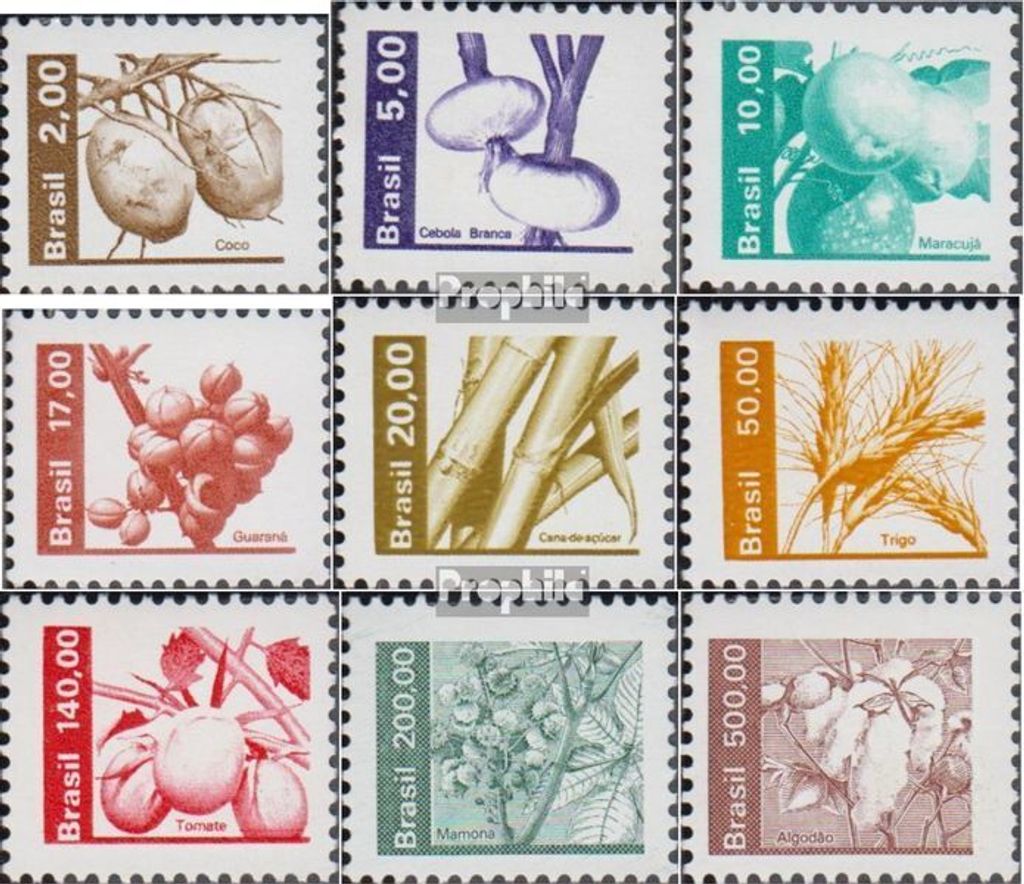 Briefmarken Brasilien 1982 Mi 1881-1889 (kompl.Ausg.) postfrisch Landwirtschaftliche Produkte