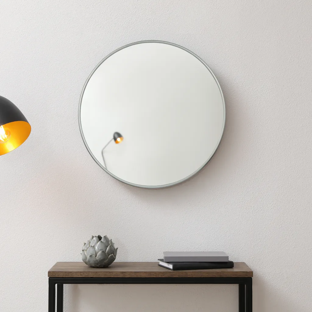 Miroir mural Ordona Ø40cm gris graphite - Miroir rond design industriel