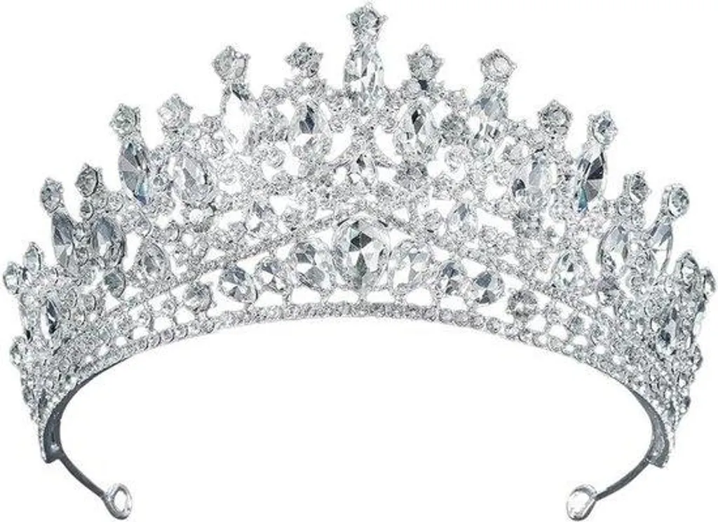 Couronne de mariage scintillante et diadème de fête en alliage argenté