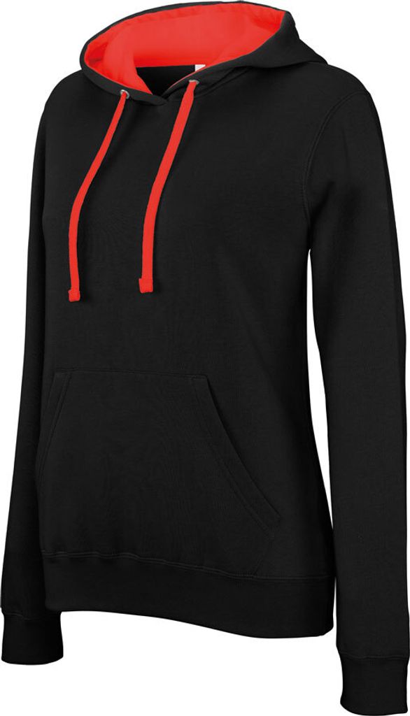 Kariban UNI Hoodie Kapuzenpullover Pullover Sweatshirt Sweatjacke, Größe:XS, Farbe:Black/Red