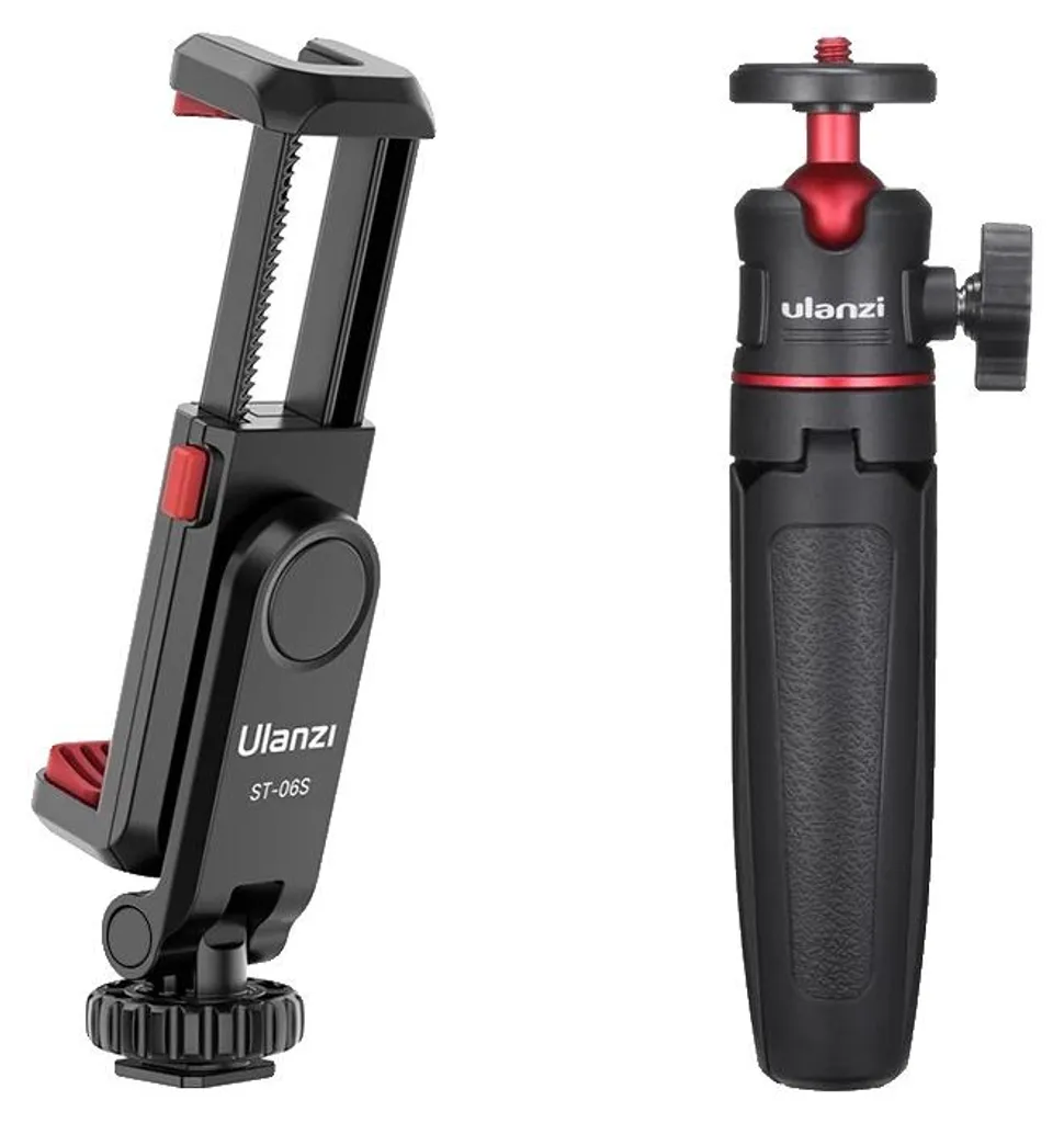 Support smartphone rotatif 360° avec double griffe flash pour trépied