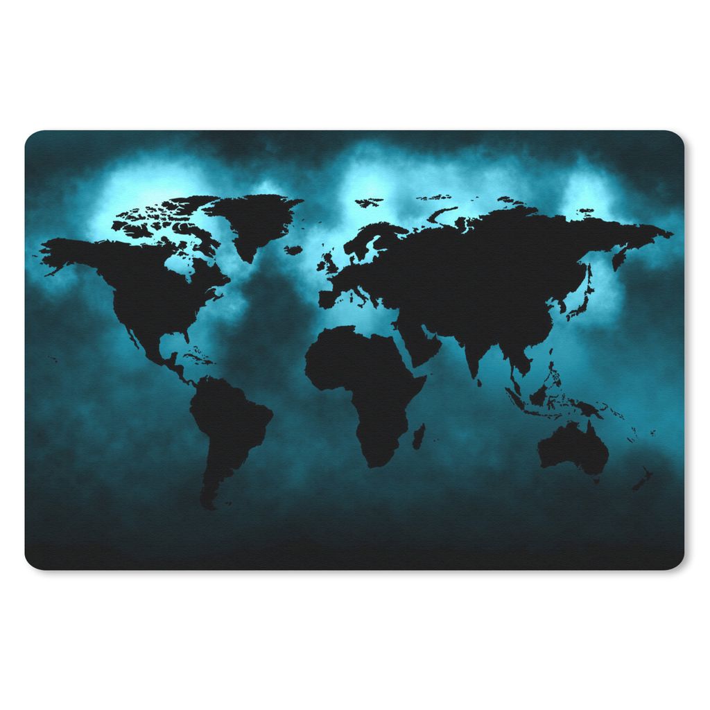 MuchoWow Mauspad Mousepad Weltkarte - Schwarz - Blau 27x18 cm - Mousepads - Maus Mat - Pad - Mausunterlage - Büroartikel - Desk Matten
