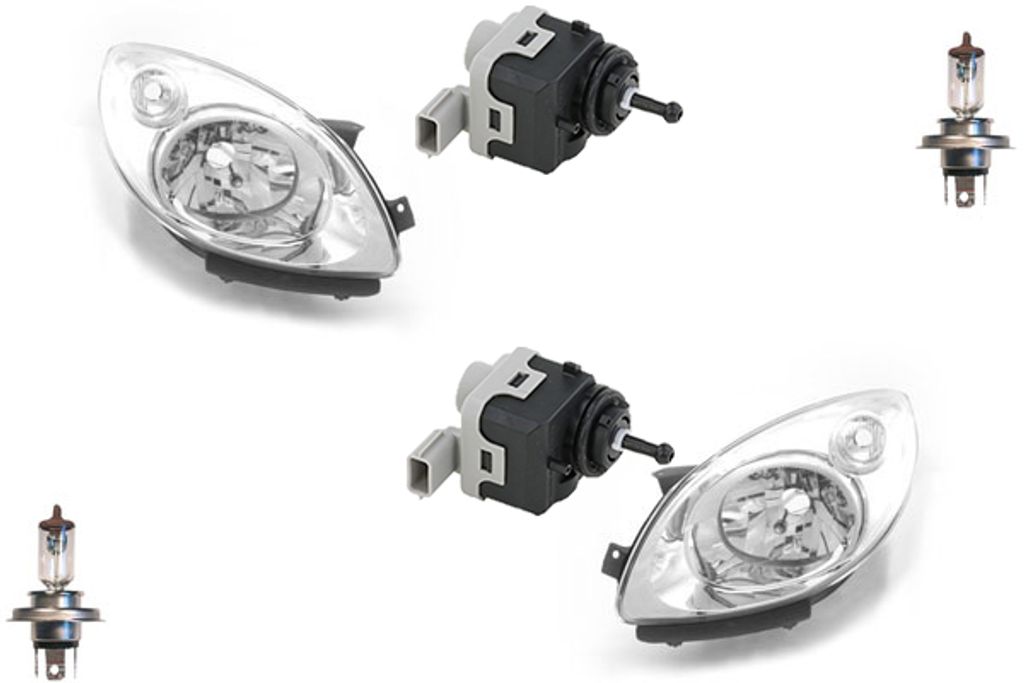 Johns, Scheinwerfer passend für Renault Twingo II 07-11 + H4 Links Rechts m. Stellmotor 7701063997 260609027R 8200629462 8200501939 2605600Q0E 260...