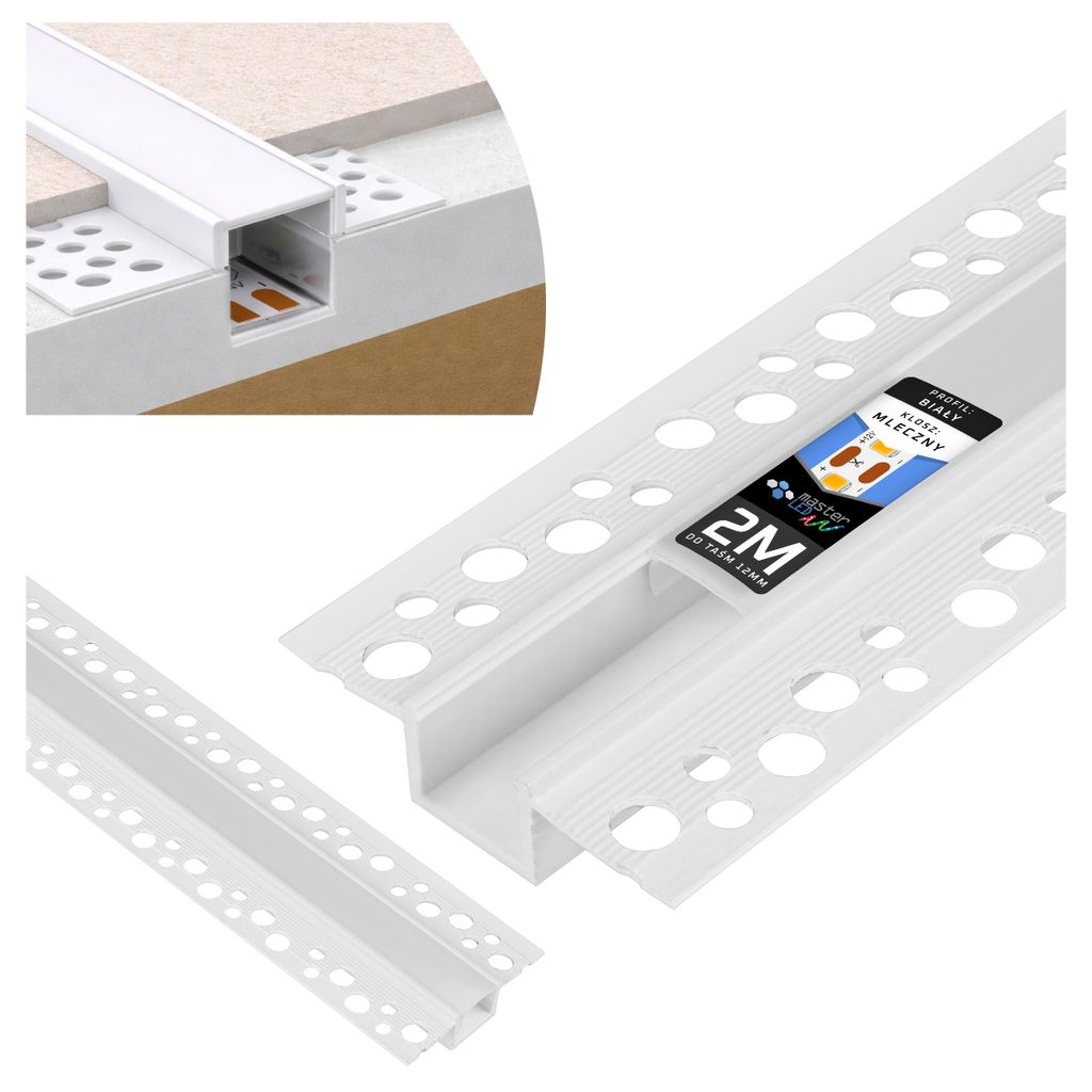 MasterLED LED Einbauprofil PVC Weiß 2m Milchig für Produktbild 