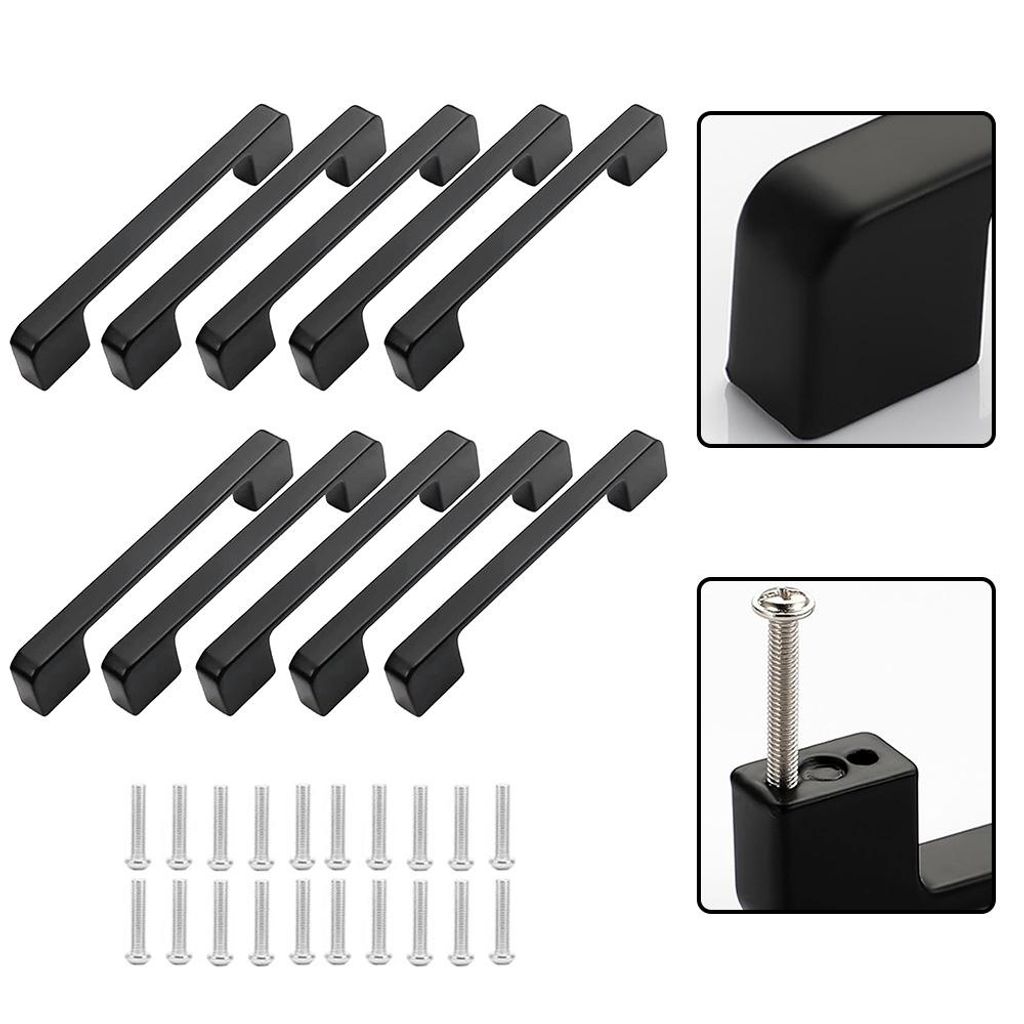 10 stuks meubelgrepen, zwart, gat-tot-gat afstand 128mm, Productafbeelding 