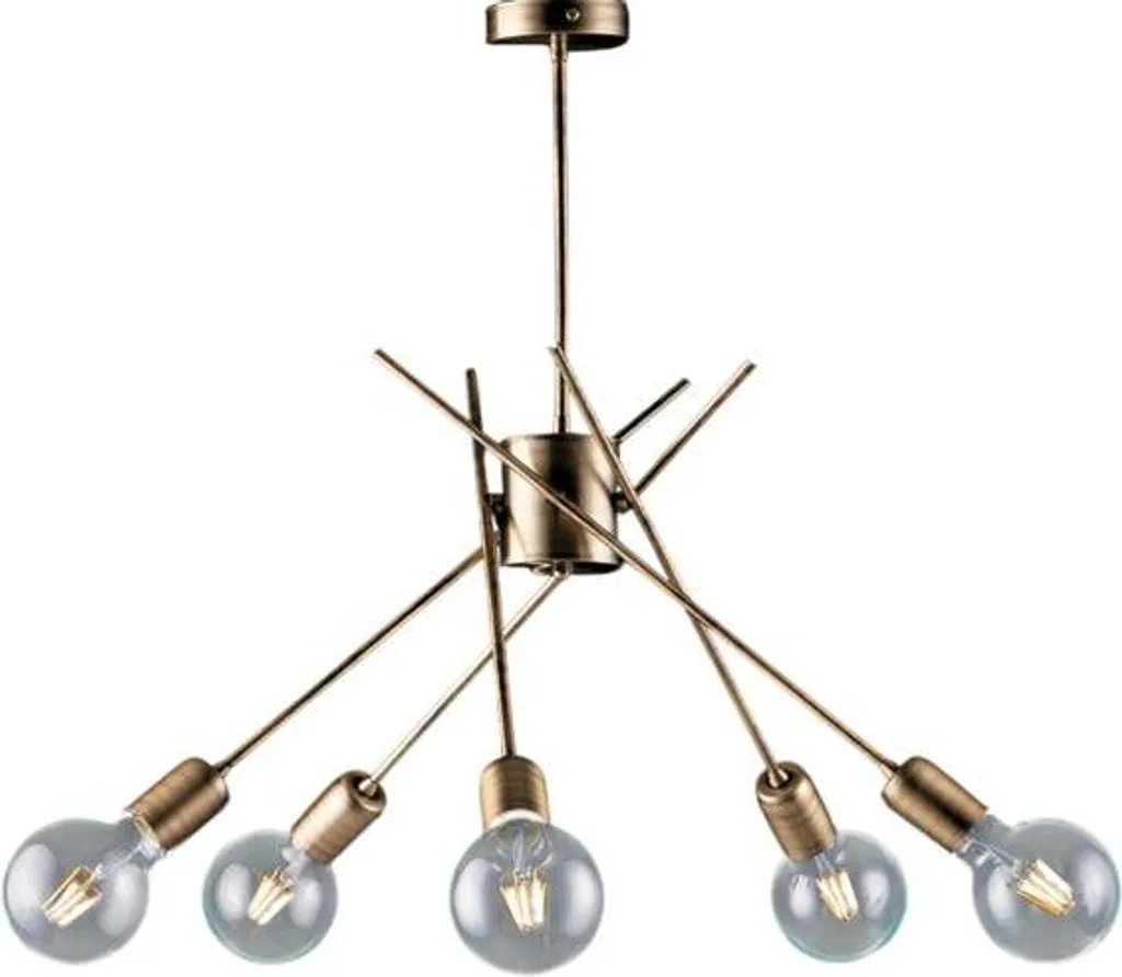 Plafonnier salon 5 lumières fer bronze brossé Polish BL186-PL5-BRZ