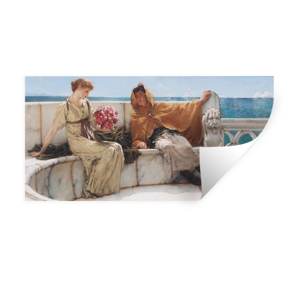 MuchoWow Wandtattoo Wandsticker Wandaufkleber Amo te, Ama me - Lawrence Alma Tadema 80x40 cm Selbstklebend und Repositionierbar - Aufkleber