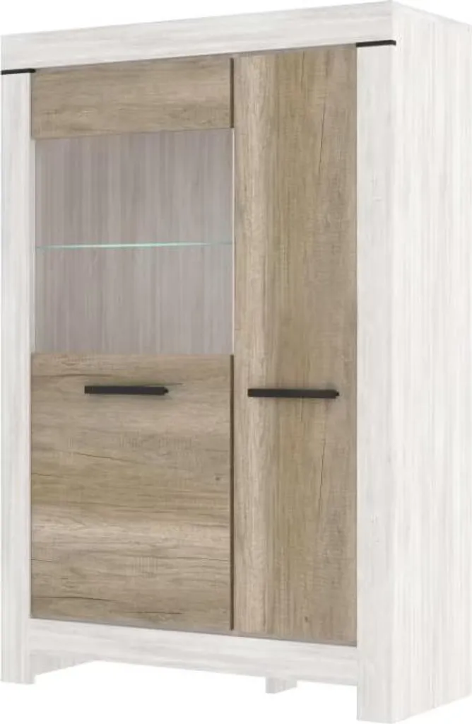 Witryna Belen - Vitrine de Salon Moderne en Chêne et Verre Trempé