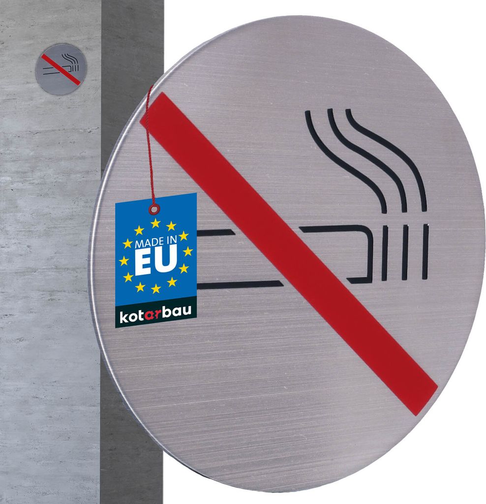 KOTARBAU Rauchen Verboten Rauchverbot Schild 7 cm Rund Edelstahl Schild Rauchen Verboten Selbstklebender Aufkleber Nichtraucher Schild Rauchv...