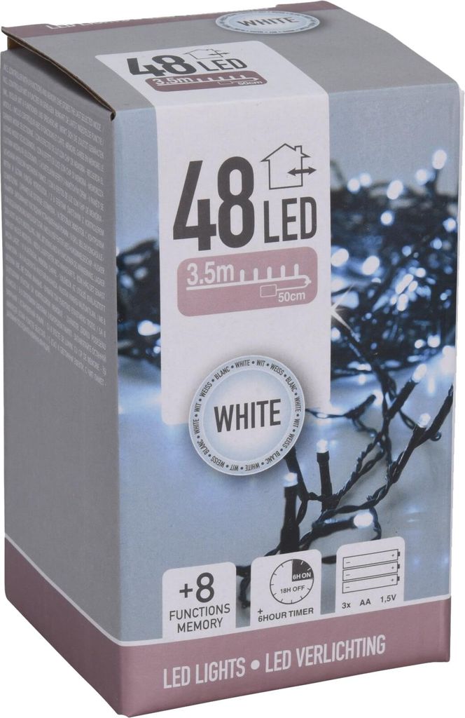 LED-Lichterkette kaltweiß, 48 LEDs, Batteriebetrieben, Produktbild 