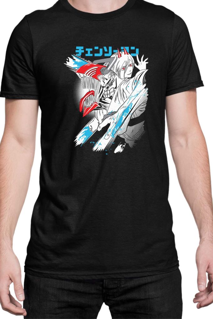 Herren T-Shirt Manga Japan Anime Comics Animation Chainsaw Anime manga Man 19, Man M / Schwarz