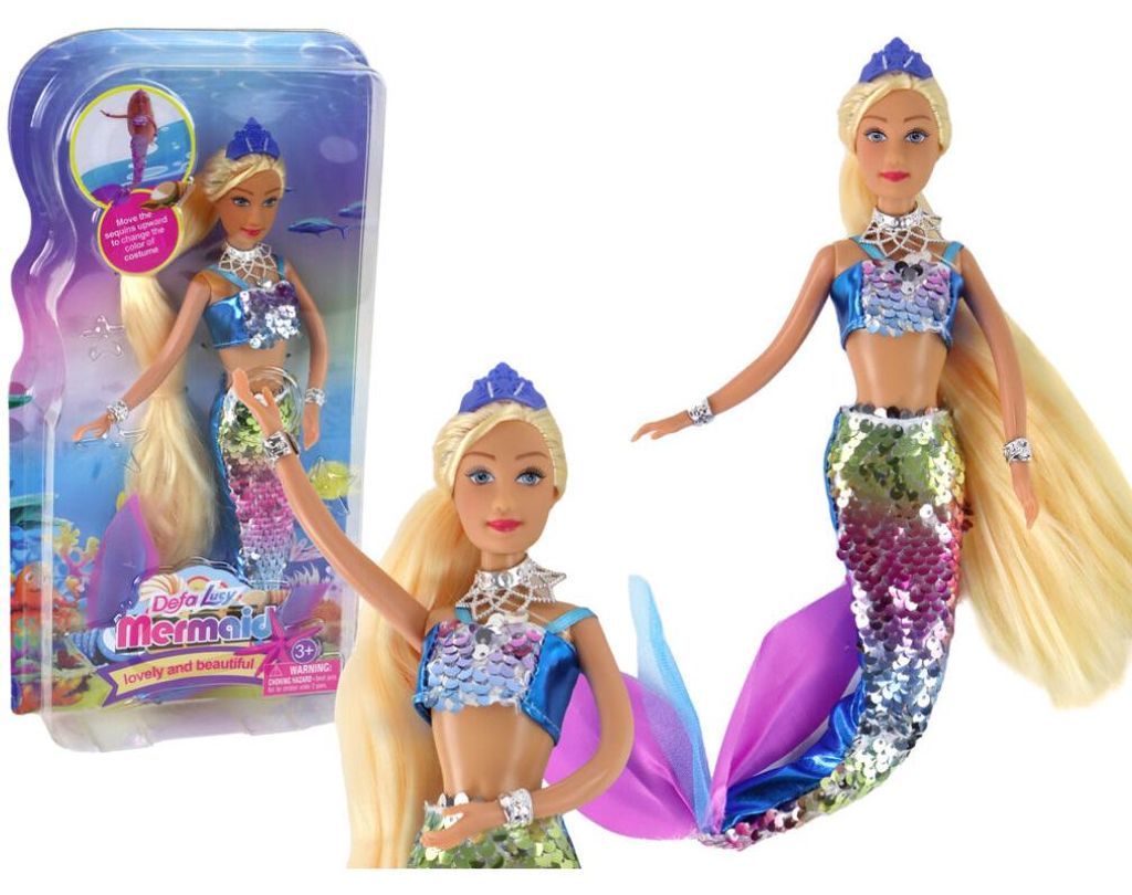 Lean Toys Blaue Meerjungfrau Puppe Lange Blonde Haare Produktbild 