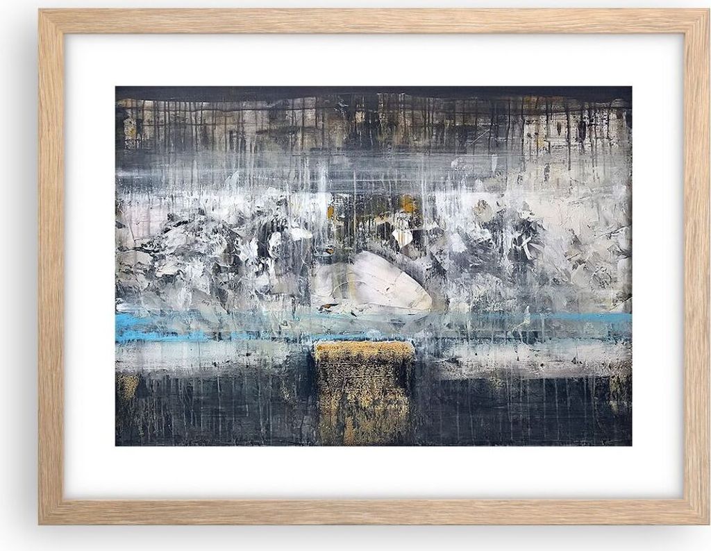 Gerahmtes Poster - Rahmen in heller Eiche - Abstraktion modern - 40x30 cm - Wand Bild - Wanddeko - Wandbilder - Wandposter - Bilderrahmen - Bilder ...