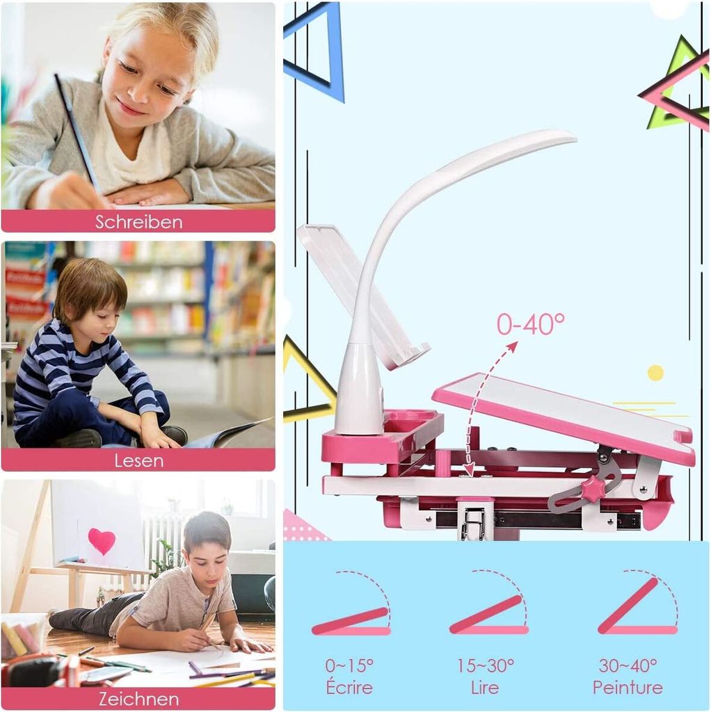 GOPLUS Kinderschreibtisch mit stuhl Höhenverstellbar, Produktbild 5