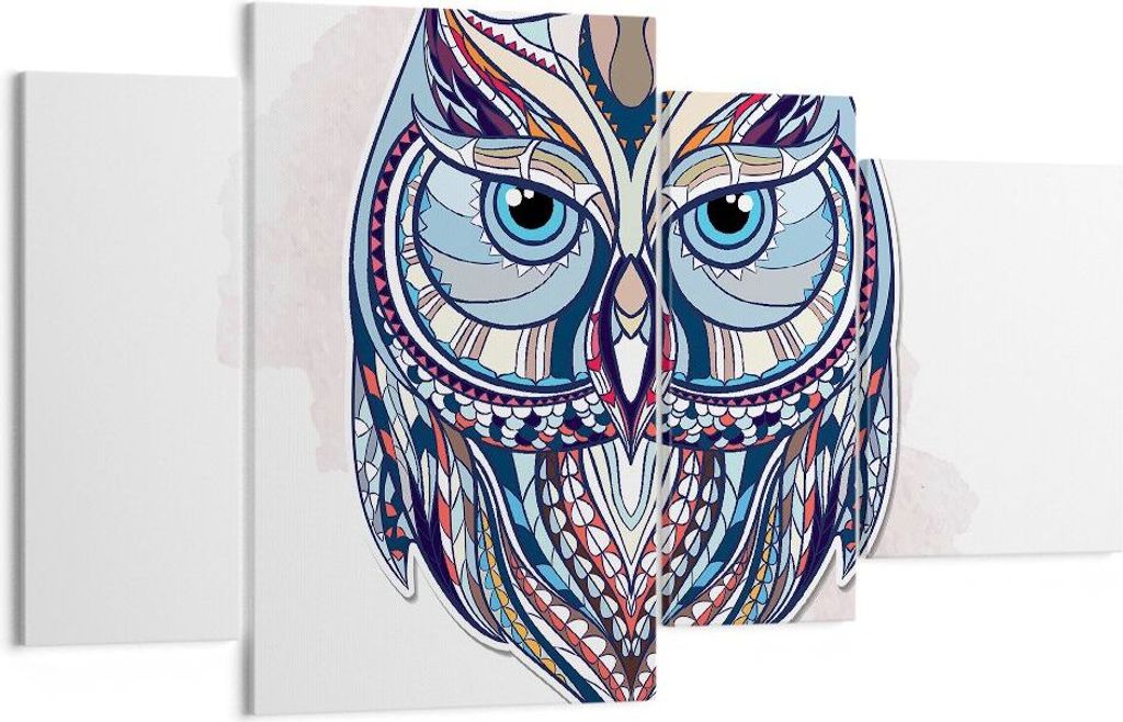 Bild auf Leinwand - Leinwandbild - Owl aztekische Tierwelt Grafik - 120x70cm - Wand Bild - Wanddeko - Leinwanddruck - Bilder - Kunstdruck - Wanddek...