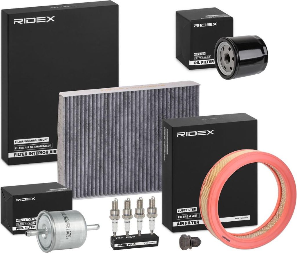 RIDEX Inspektionspaket Filterset für VW Polo Schrägheck (6N1) Caddy II Kastenwagen (9K9A) Polo Classic (6V2) Polo Variant (6V5) Caddy II Kombi (9...