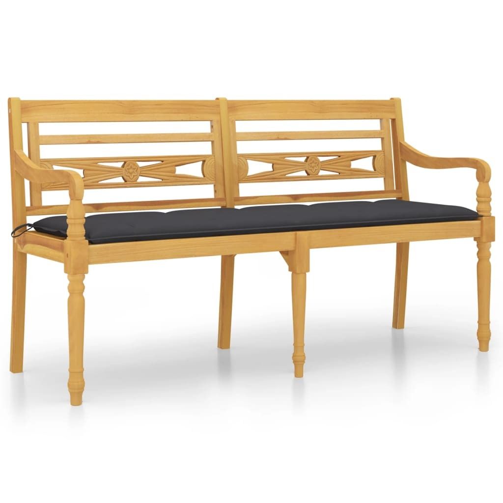 SYFAX Batavia-Bank mit Anthrazit Kissen 150 cm Massivholz Teak