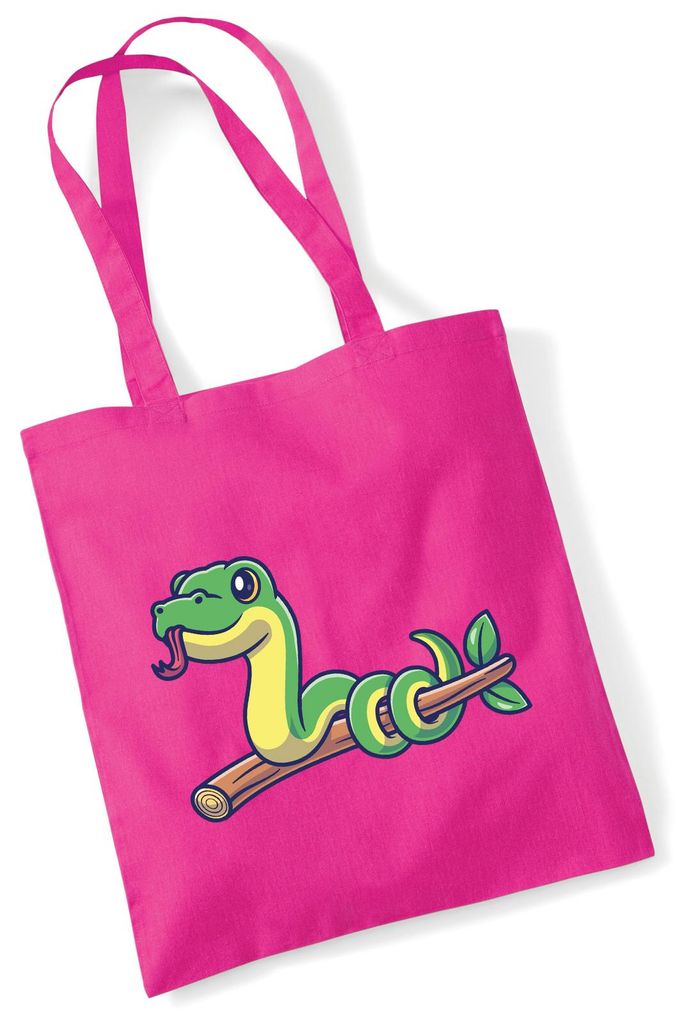 Huuraa Jutebeutel Schlange Comic 10 Liter Fuchsia Baumwolle Tasche Geschenkidee