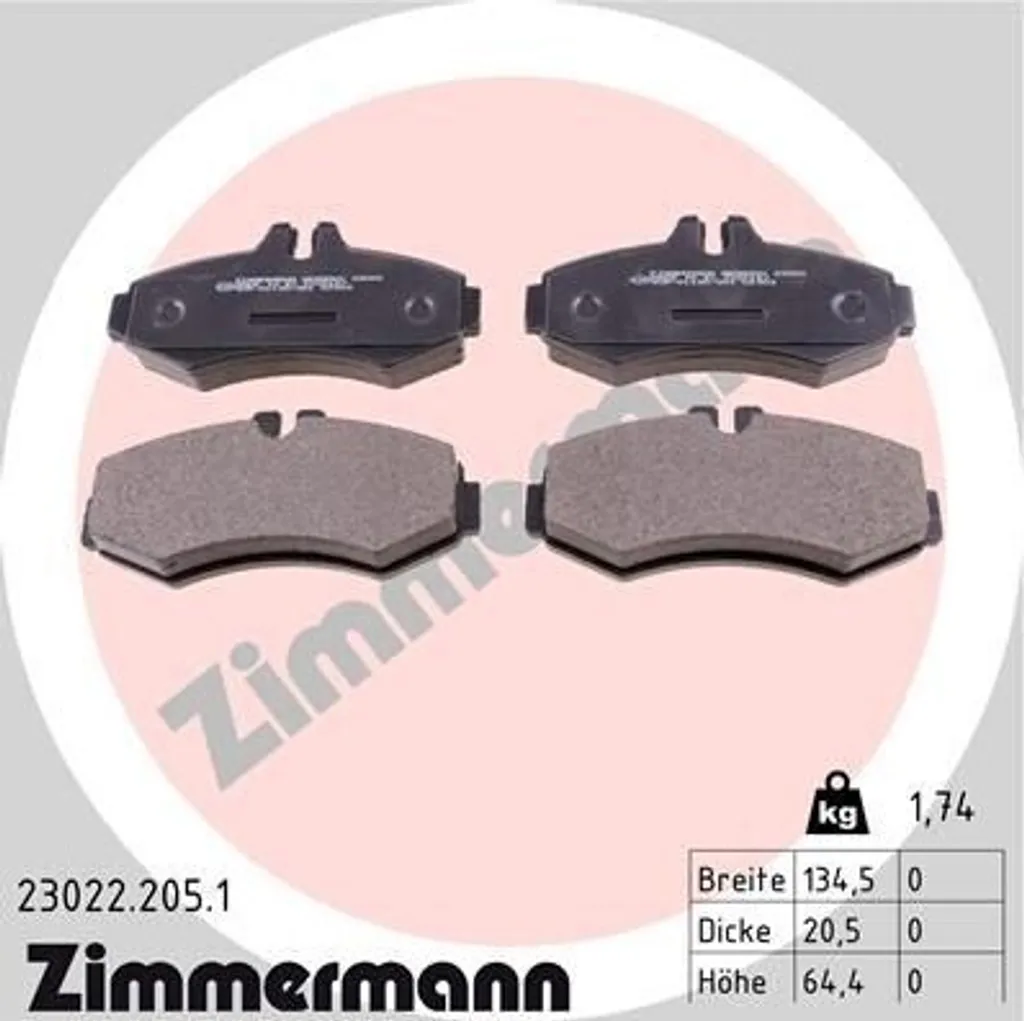 Plaquettes Zimmermann 23022.205.1 Haute Performance pour Vito et Classe V