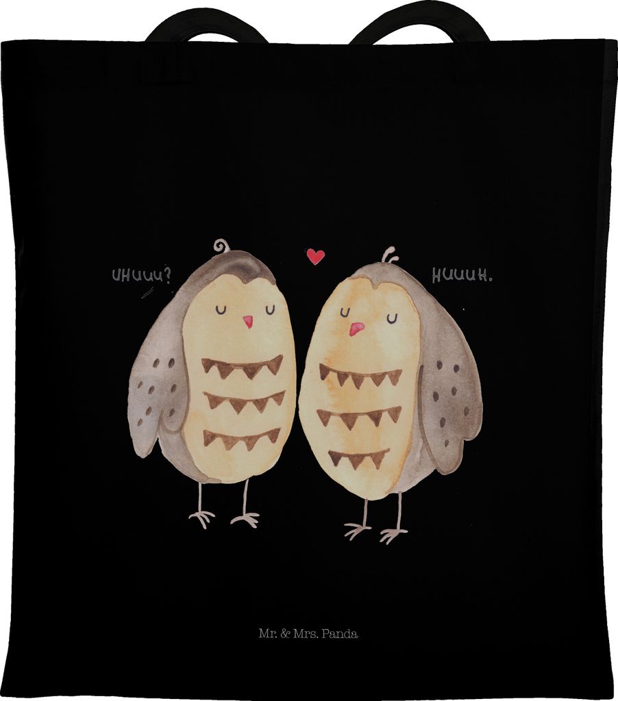 Mr. & Mrs. Panda dokumententasche Eulen Liebe - Schwarz - Geschenk, festivaltasche, glücklich, Einkaufstüte, Freundin, Tasche, Tote Bag, Eule, Ow...