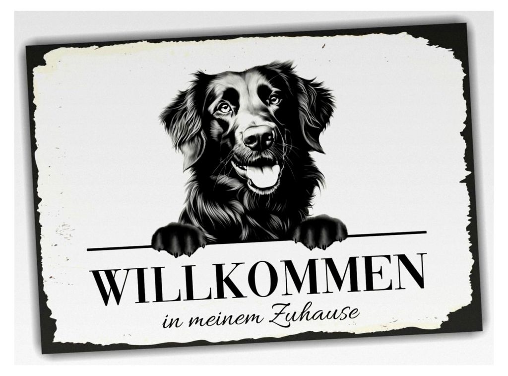 Hundeschild Willkommen Zuhause Flat Coated Retriever
