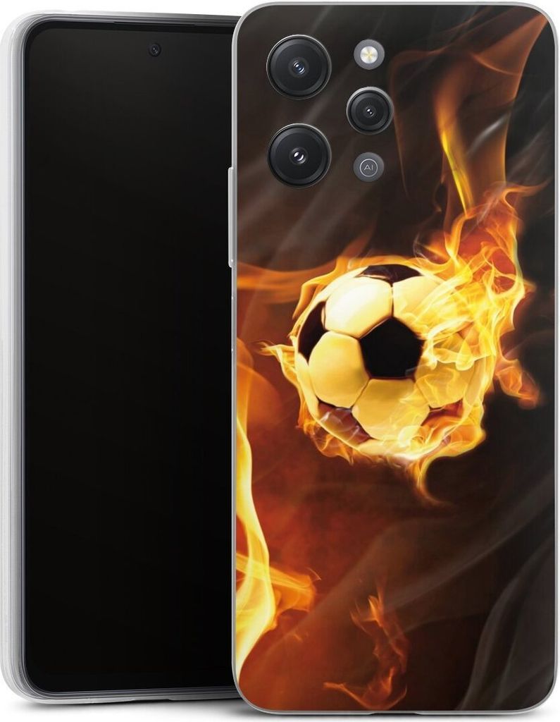 DeinDesign Slim Hülle für Xiaomi Redmi 12 Silikon Case Ultra Dünn Handyhülle Ball Feuer Fußball