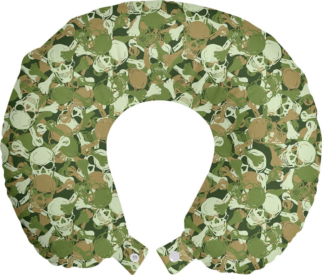 ABAKUHAUS Camo Reisekissen Nackenkissen, Flüchtiger Spuk Tarnung, Schaumstoff Reiseartikel für Flugzeug und Auto, 30x30 cm, Hellgrün Blassbraun