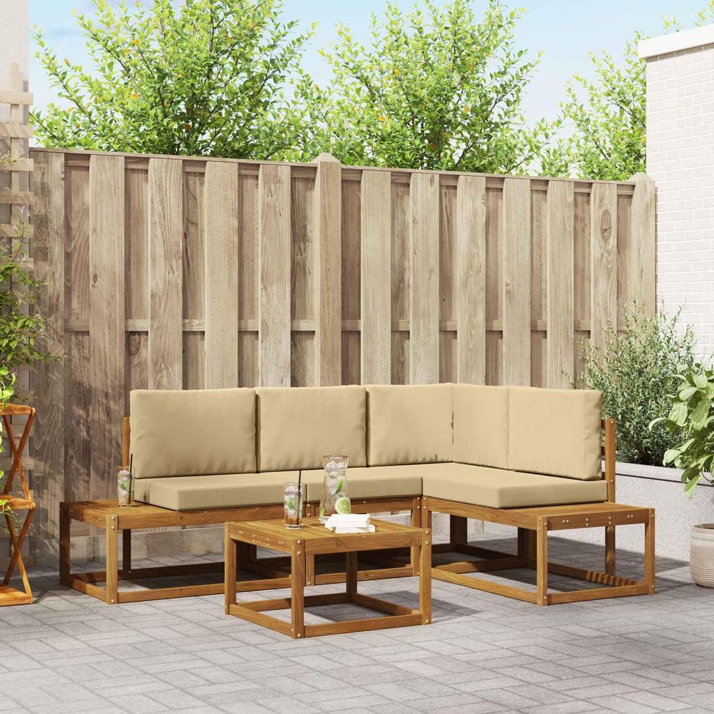 "2026 Aktion"Outdoor-Sofagarnitur/Couchgarnitur - CLORIS - Outdoor-Möbel - für Garten/Terrasse - mit Kissen 5 Stück Natur und Beige - Gartensofa...