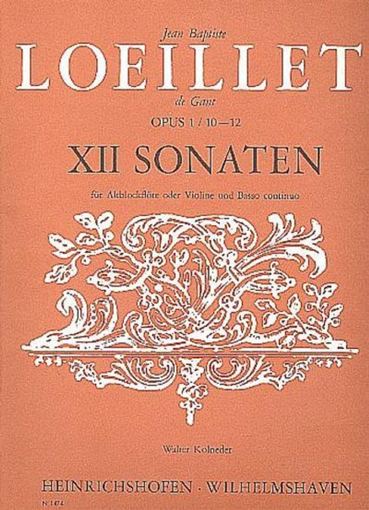 12 Sonaten op.1 Band 4 (Nr.10-12)für Altblockflöte und Bc