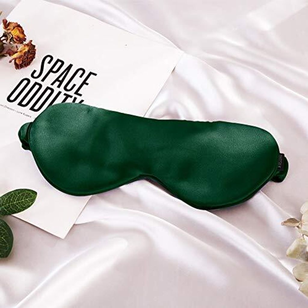 Thxsilk Seidenschlafmaske, 22 Mama Mulberry Eye Mask Elastic Band, weiche bequeme Reise & Schlaf, Unisex, Emerald Green