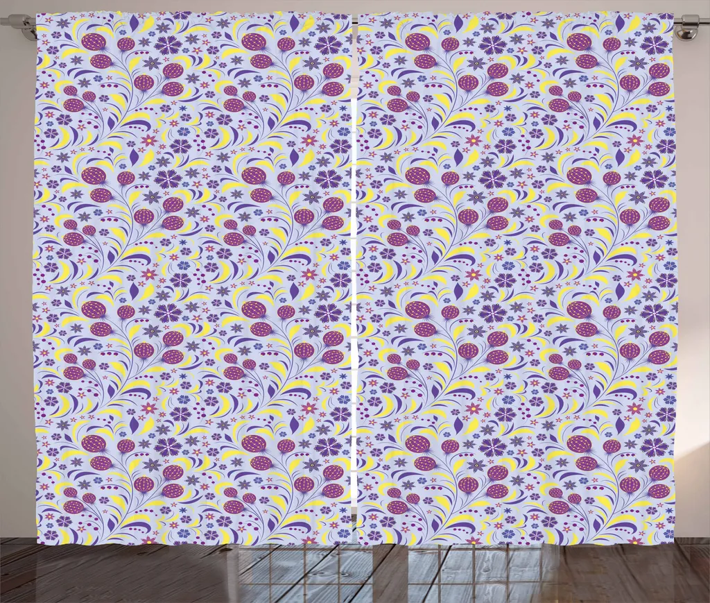 Rideaux Universels Faciles à Poser 280x225cm pour Déco Florale Sans Effort
