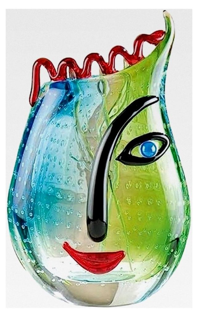 Vase mit Gesicht - Handgefertigte Skulptur und Dekoobjekt - H 28 cm