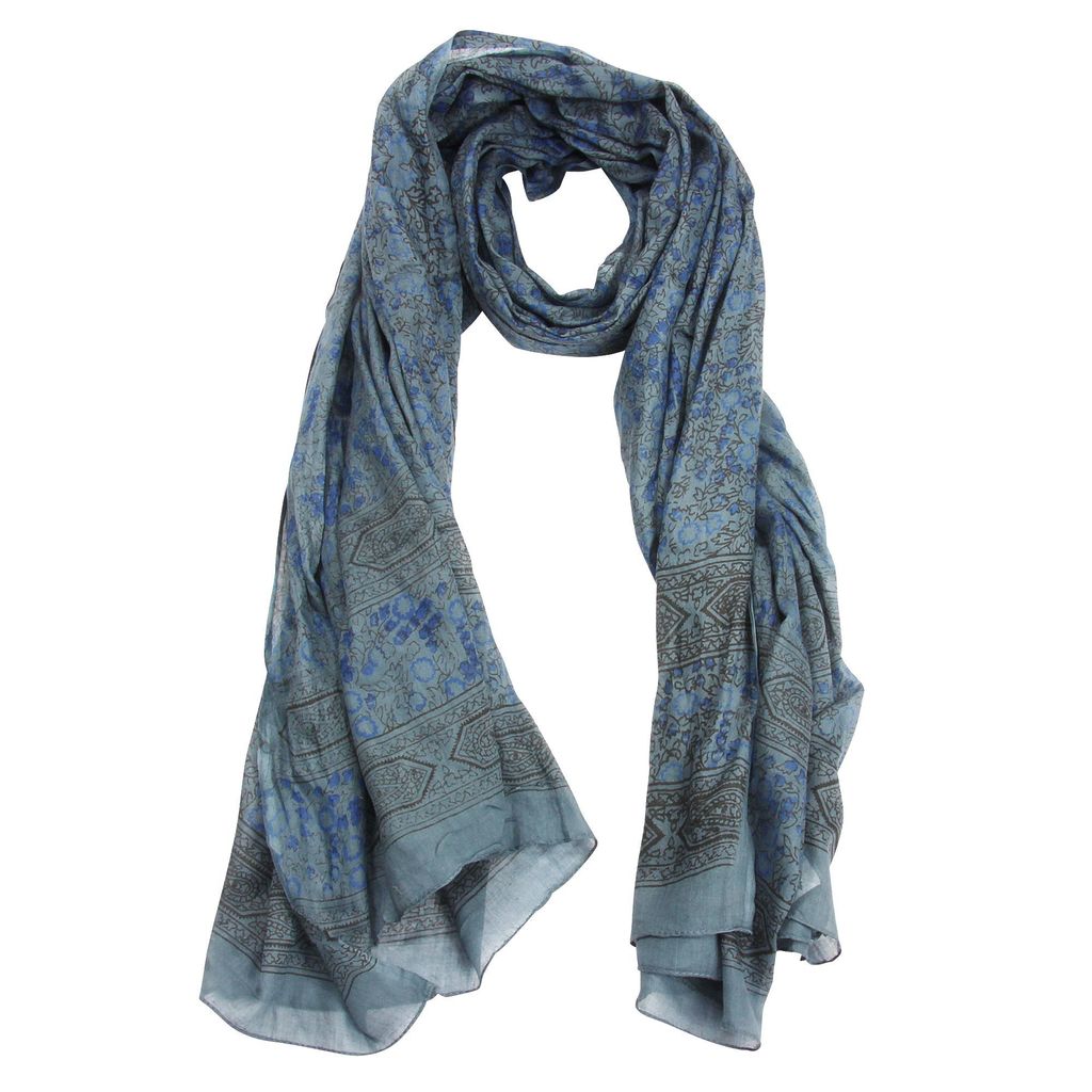 Baumwollstoff - Pareo - Pareo - Sarong - Indisches Muster 01 - grau-blau